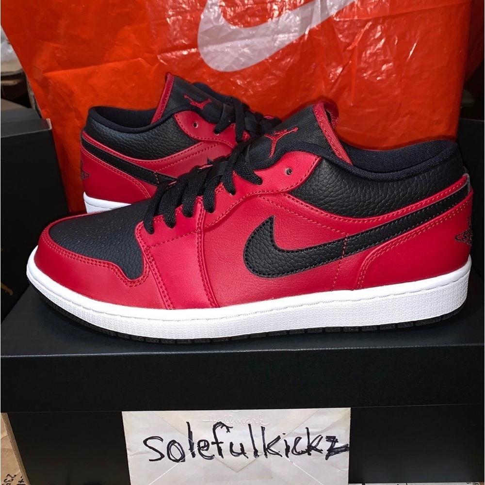Nike Air Jordan 1 Low Retro Reverse Bred Gym Red/Black-White 553558-605 Sz 11.5
